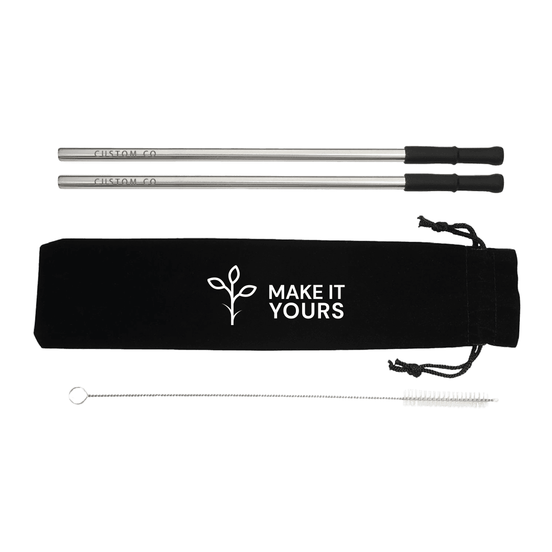 Reusable Stainless Steel Straw Set with Brush thumbnail 2