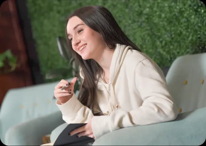 Woman with notebook in eco-friendly setting