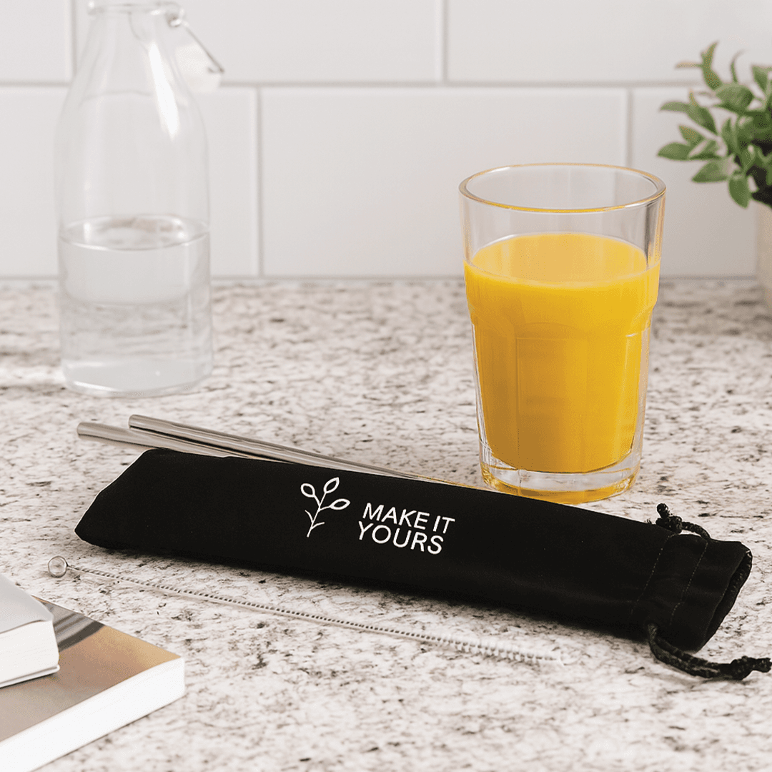 Reusable Stainless Steel Straw Set with Brush - Main product view 1