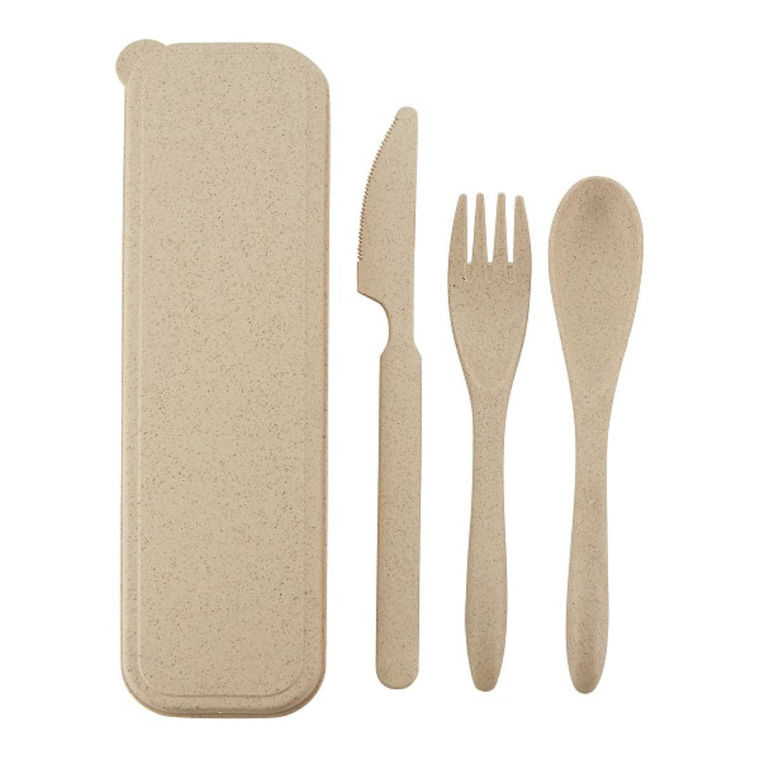 Cleo Wheat Straw Cutlery Set with Case - Main product view 1