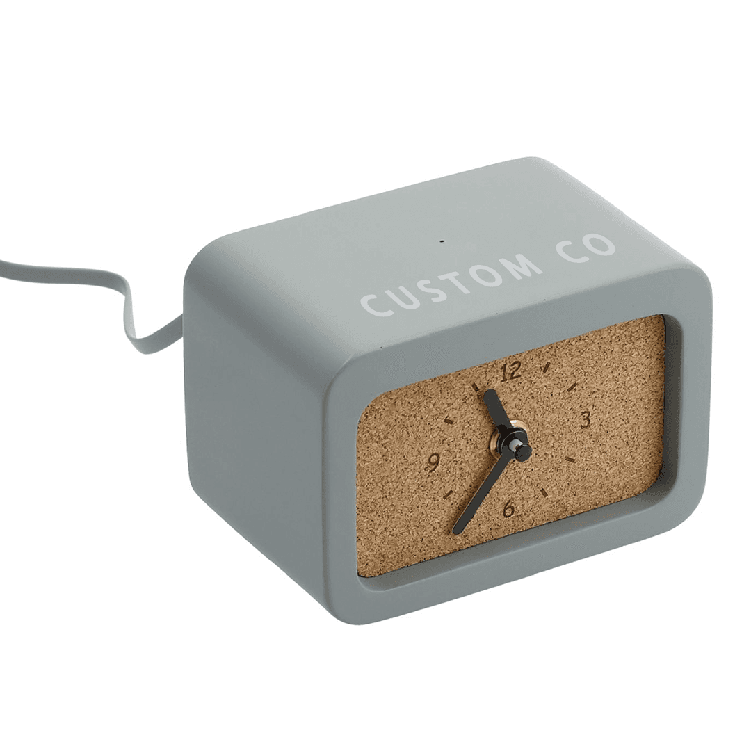 Cement Cork Desk Clock and Wireless Charger - Main product view 1