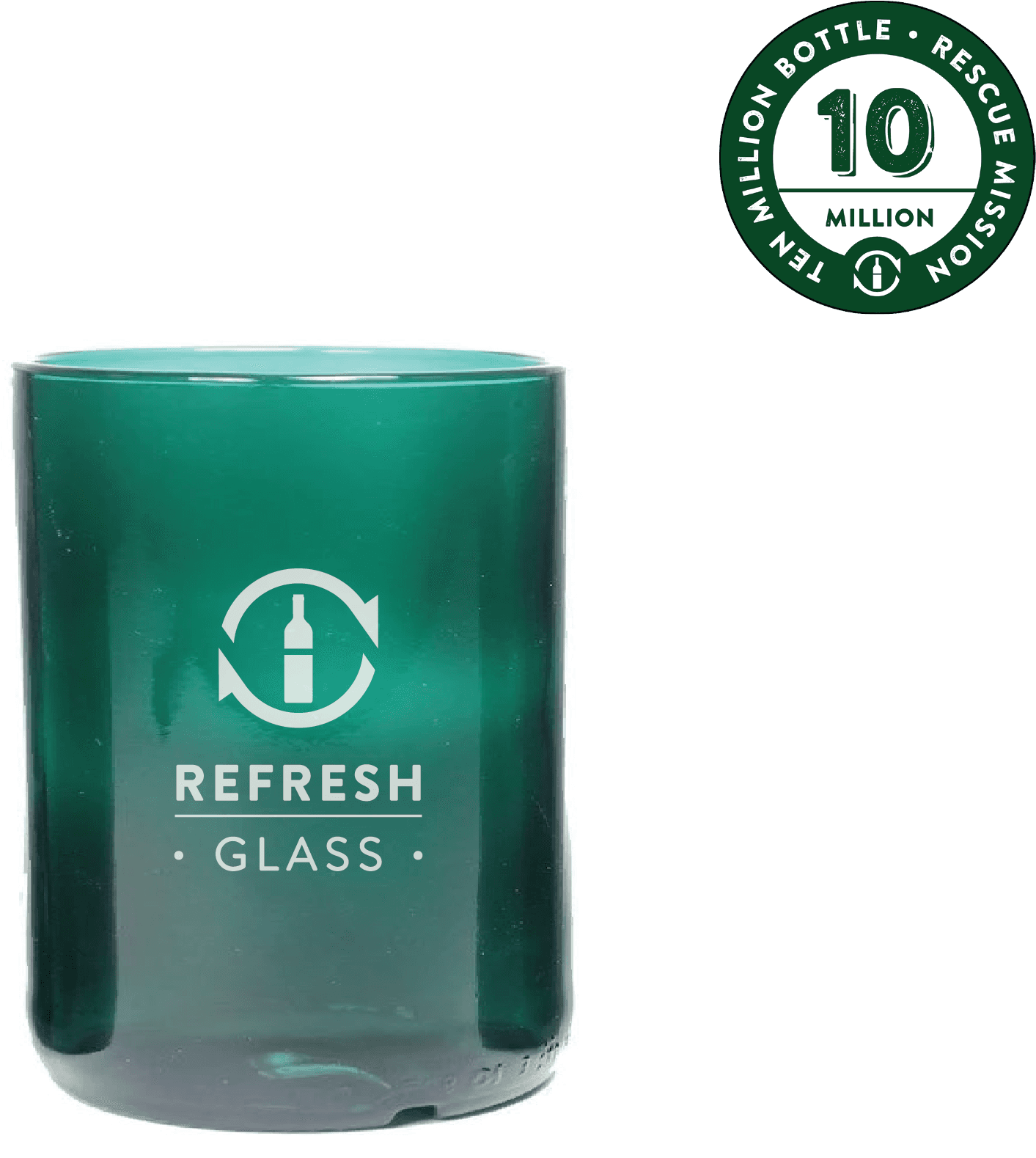 Upcycled Single Teal 12 oz Cup Glass - Main product view 1