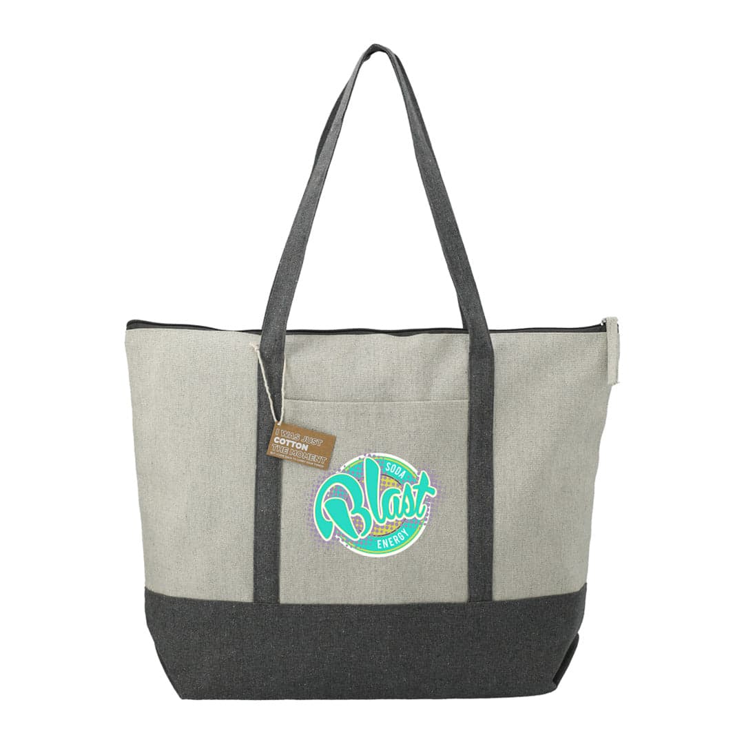 Contrast Gray Recycled Cotton Canvas Zippered Boat Tote Bag 10 oz - Main product view 1