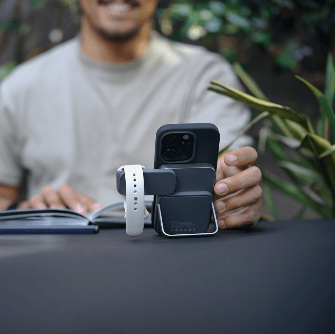 Recycled 5000mAh MagSafe & USB-C Power Bank with Apple Watch Charger - Main product view 1