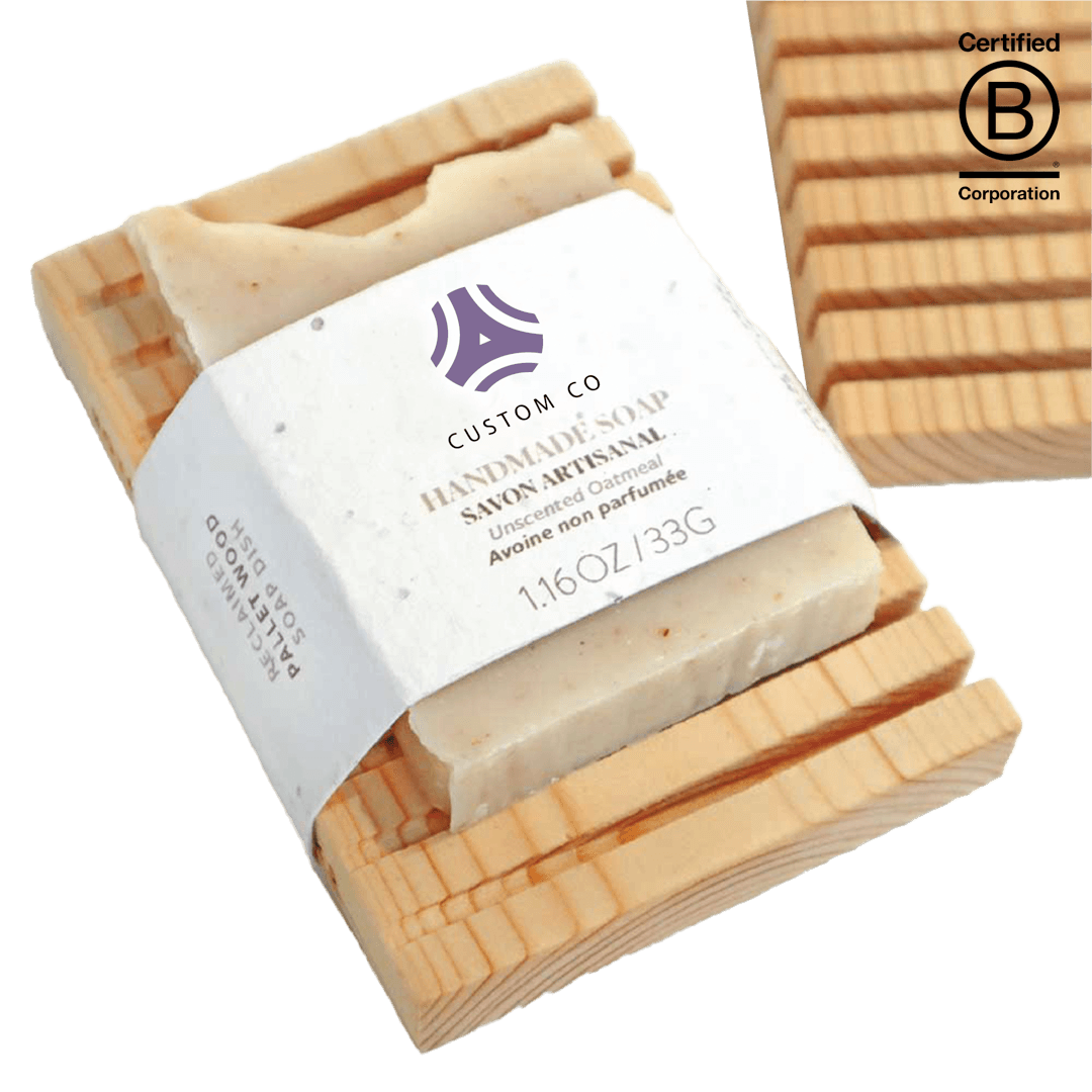 Wood Soap Dish with Handmade Soap Bar Set - Main product view 1