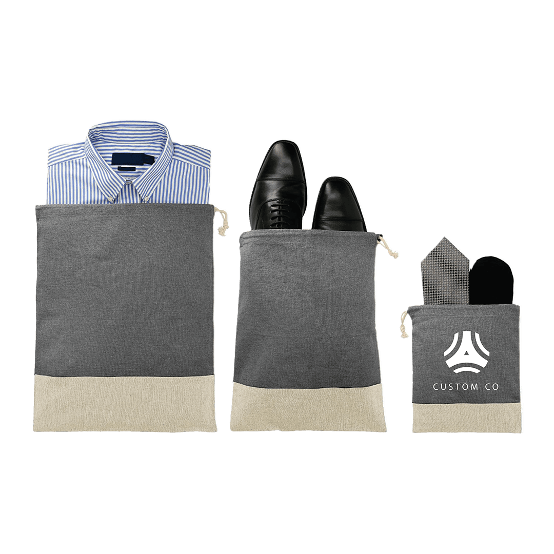 Recycled Cotton 3 pc Travel Pouch Set - Main product view 1