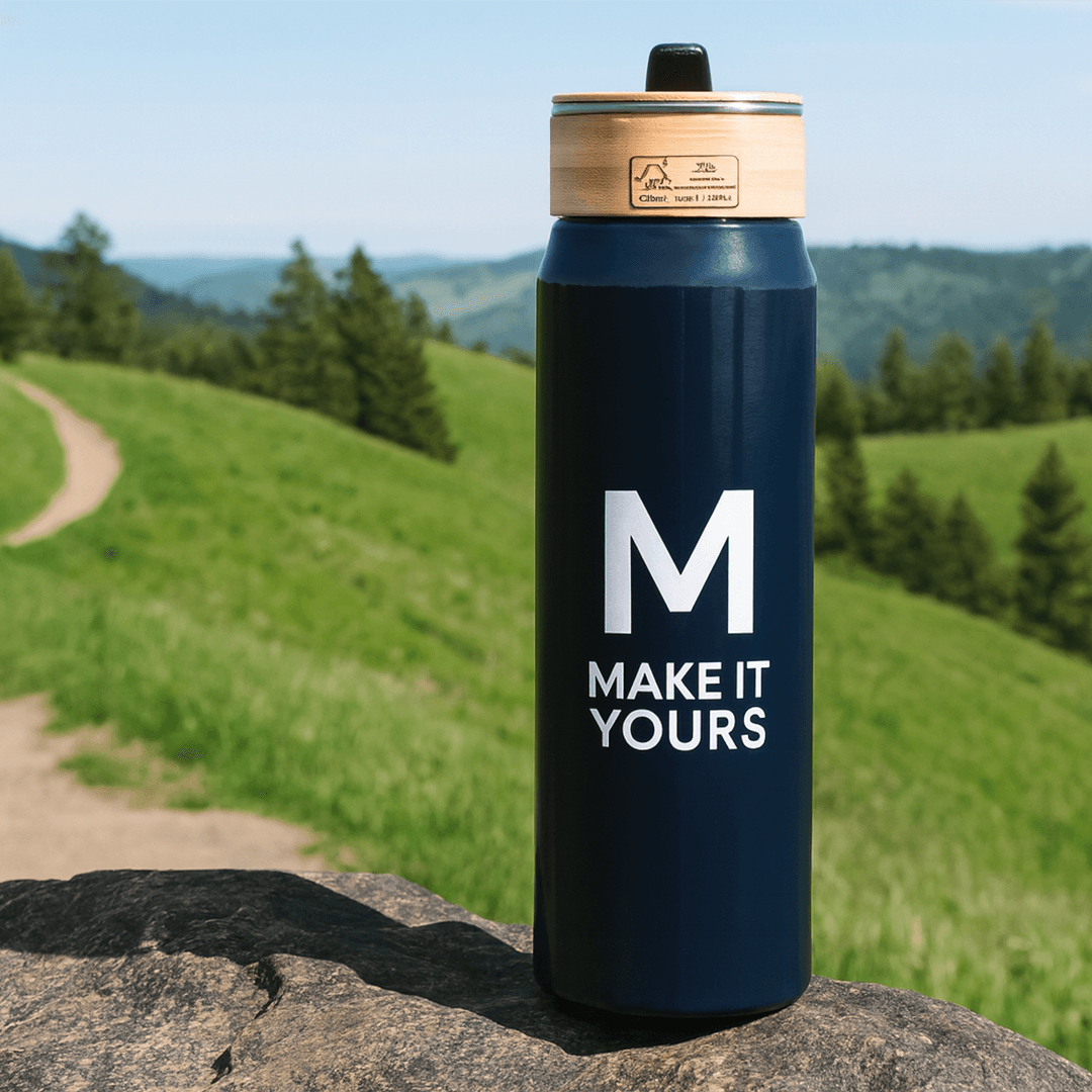 100% Recycled Aluminum Sports Bottle with FSC Bamboo Lid 26oz - Main product view 1