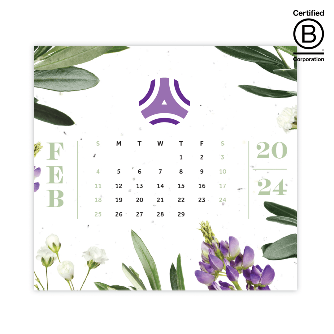 Seed Paper Calendar in Upcycled Wood Holder - Main product view 1