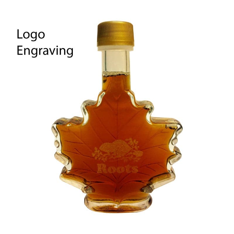Pure Canadian Maple Syrup in Leaf Glass Bottle 100 ml - Main product view 1