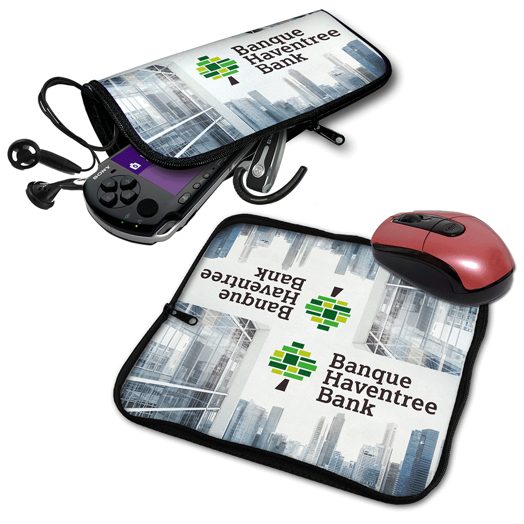 Multi-task Zip Rectangle Travel Pouch Mouse Pad - Main product view 1