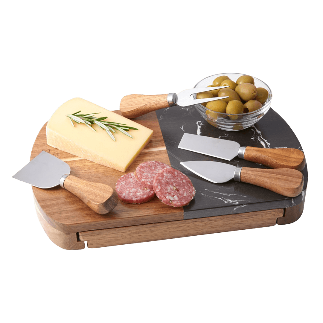 Gouda Black Marble Cheese Board with Knives Set product image 5