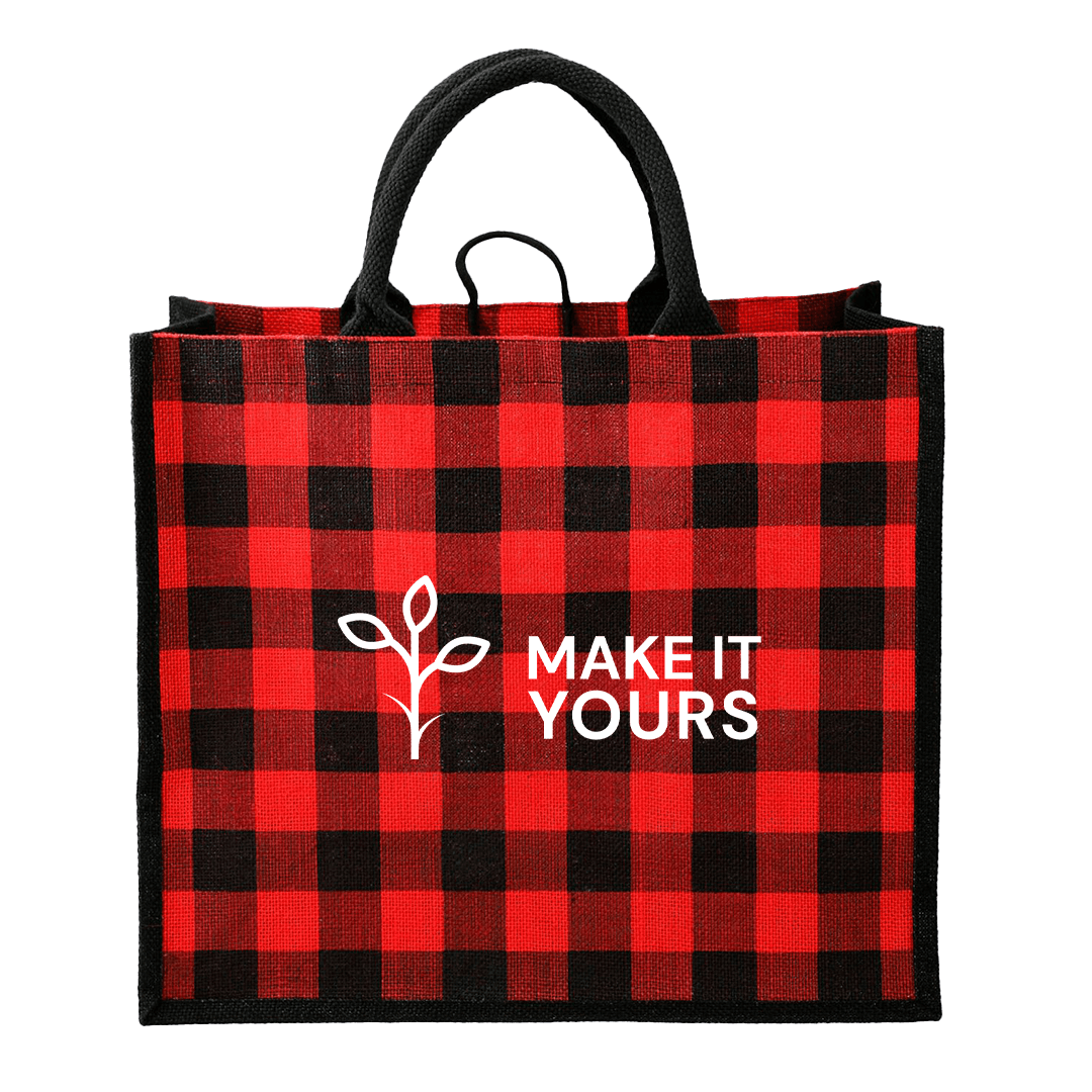 Plaid Printed Jute Tote product image 2