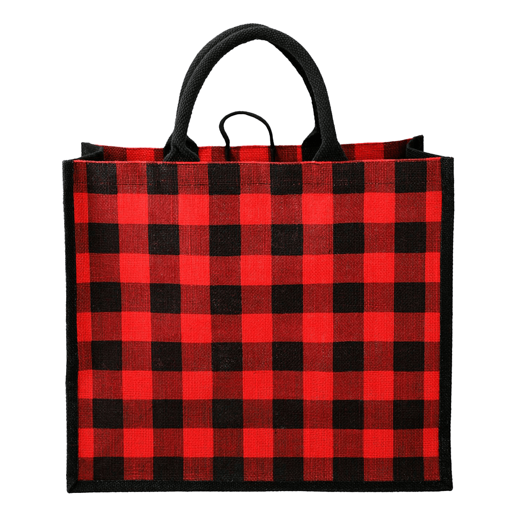 Plaid Printed Jute Tote product image 3