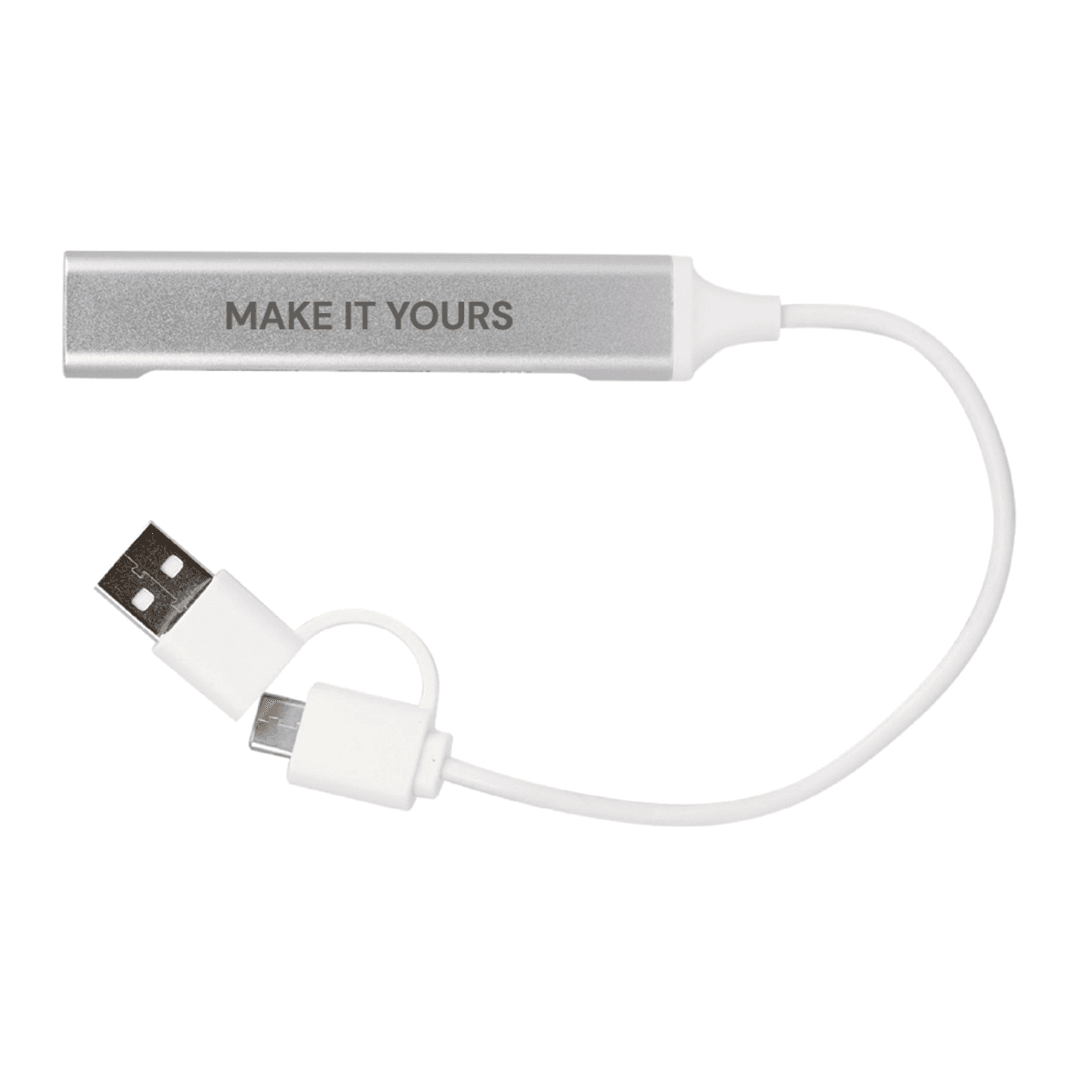 Recycled Aluminum USB Hub with 4 Ports – A & C Compatible product image 2