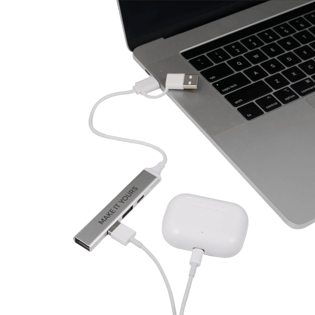 Recycled Aluminum USB Hub with 4 Ports – A & C Compatible product image 3