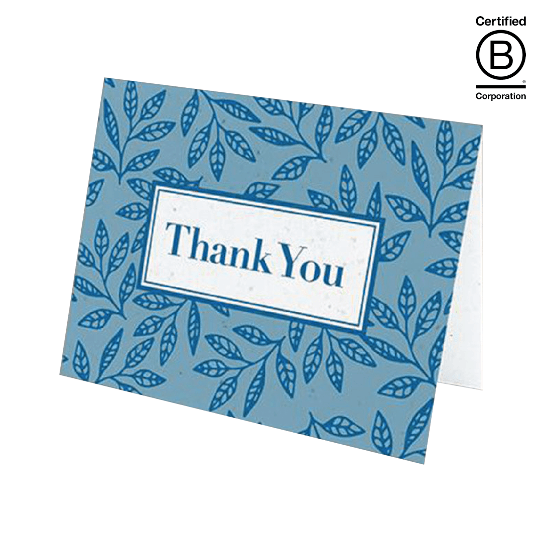 Plantable Thank You Classic Blue Leaves Card - Main product view 1