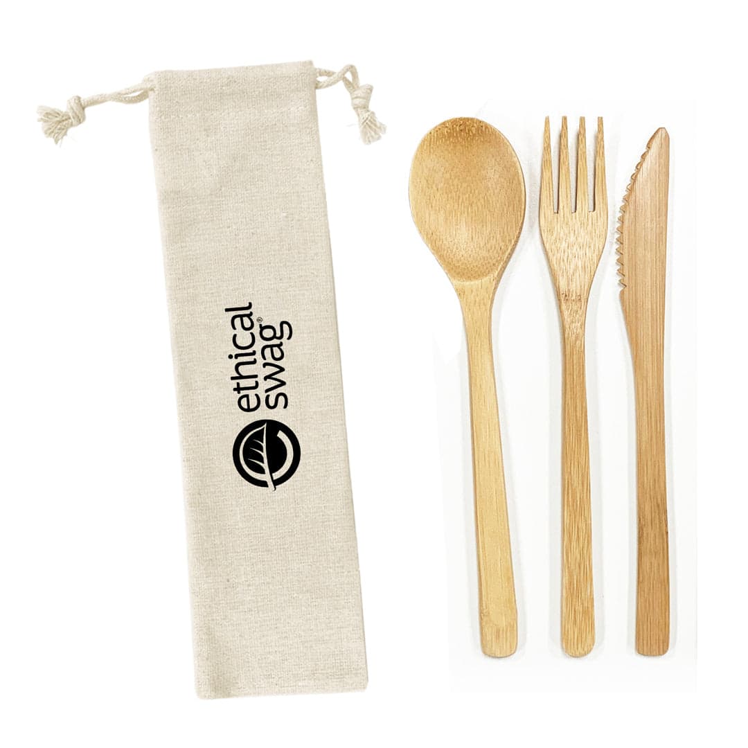 Bamboo Utensil Set in Cotton Pouch - Main product view 1