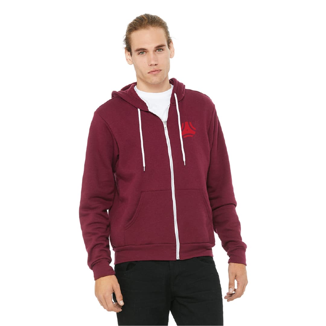 Fleece Contrast Zip-Up Hoodie with Pocket-Unisex product image 5