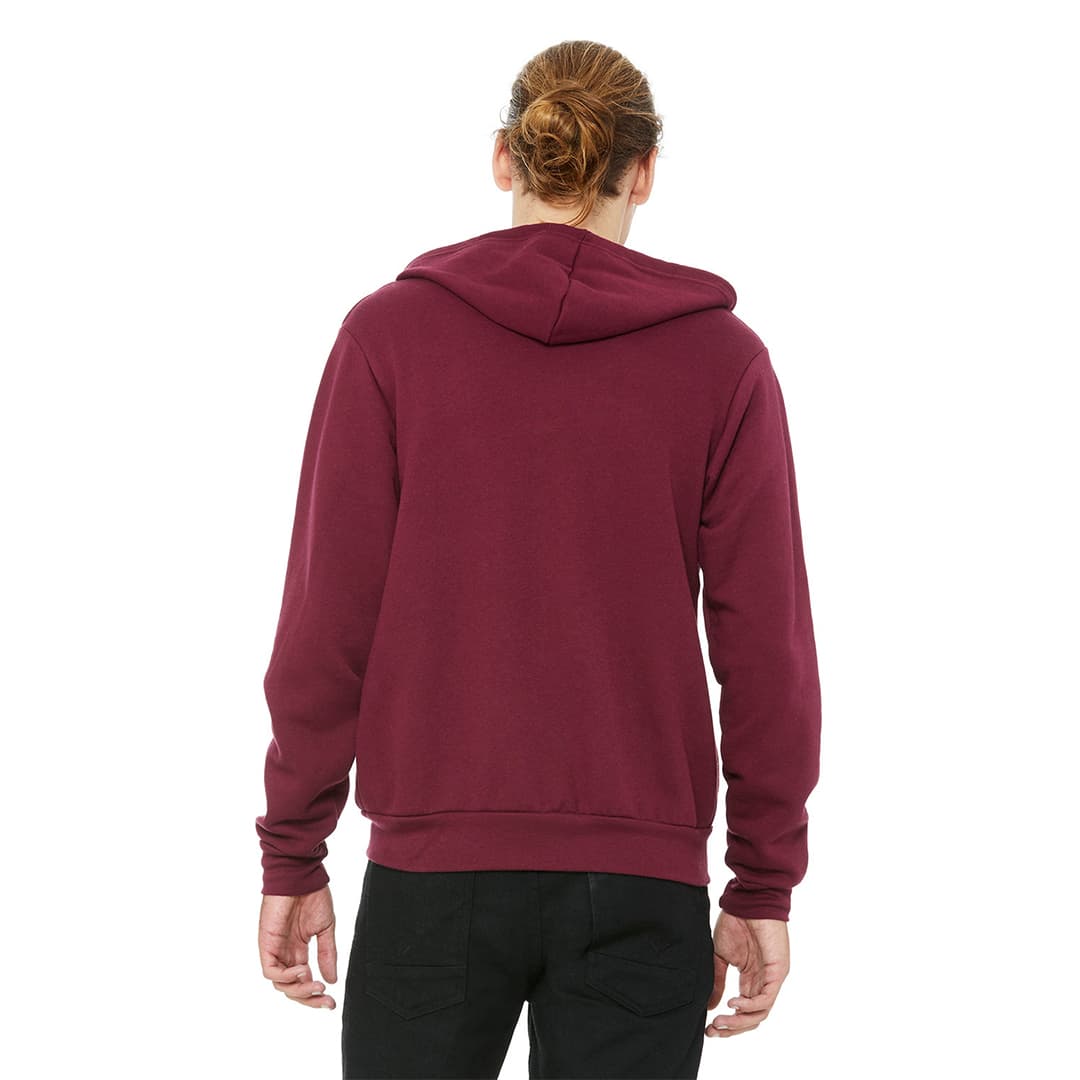Fleece Contrast Zip-Up Hoodie with Pocket-Unisex product image 1