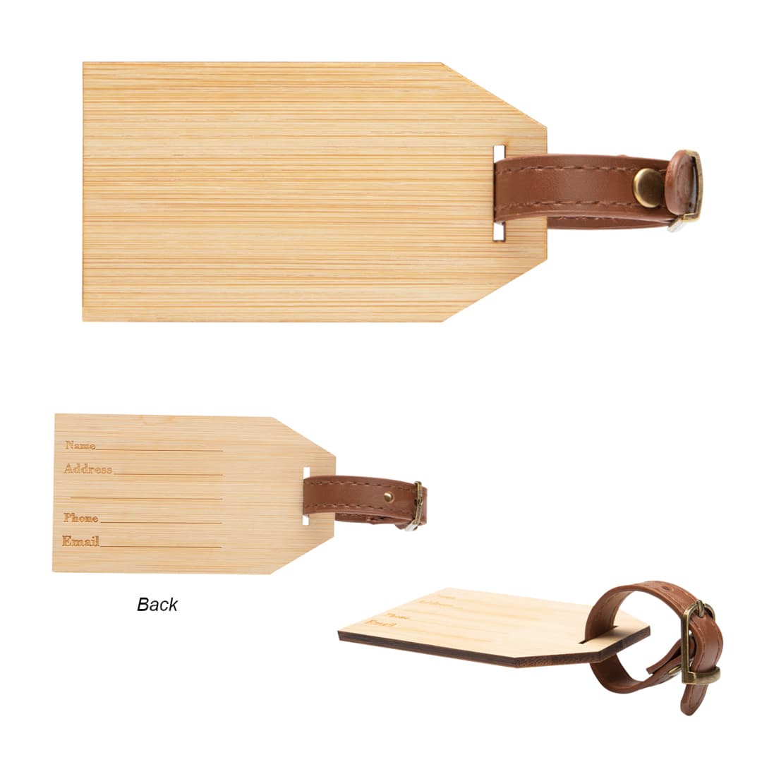 Bamboo Luggage Tag with Leather Strap product image 3