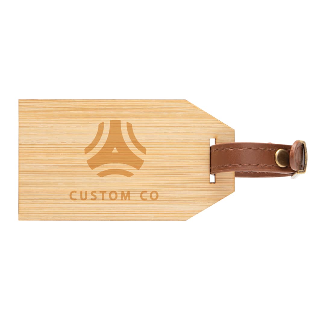 Bamboo Luggage Tag with Leather Strap product image 2