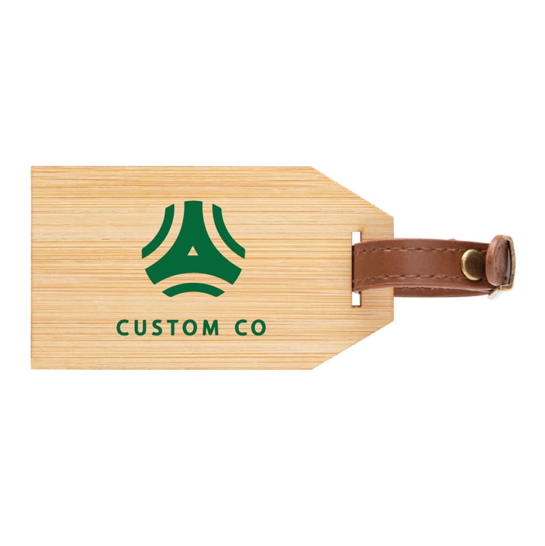 Bamboo Luggage Tag with Leather Strap - Main product view 1