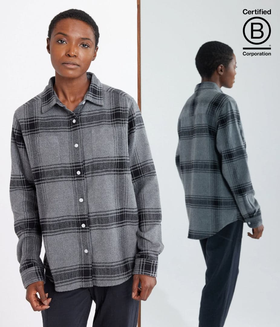 Zama Flannel Plaid Button Down Shirt-Unisex product image 4