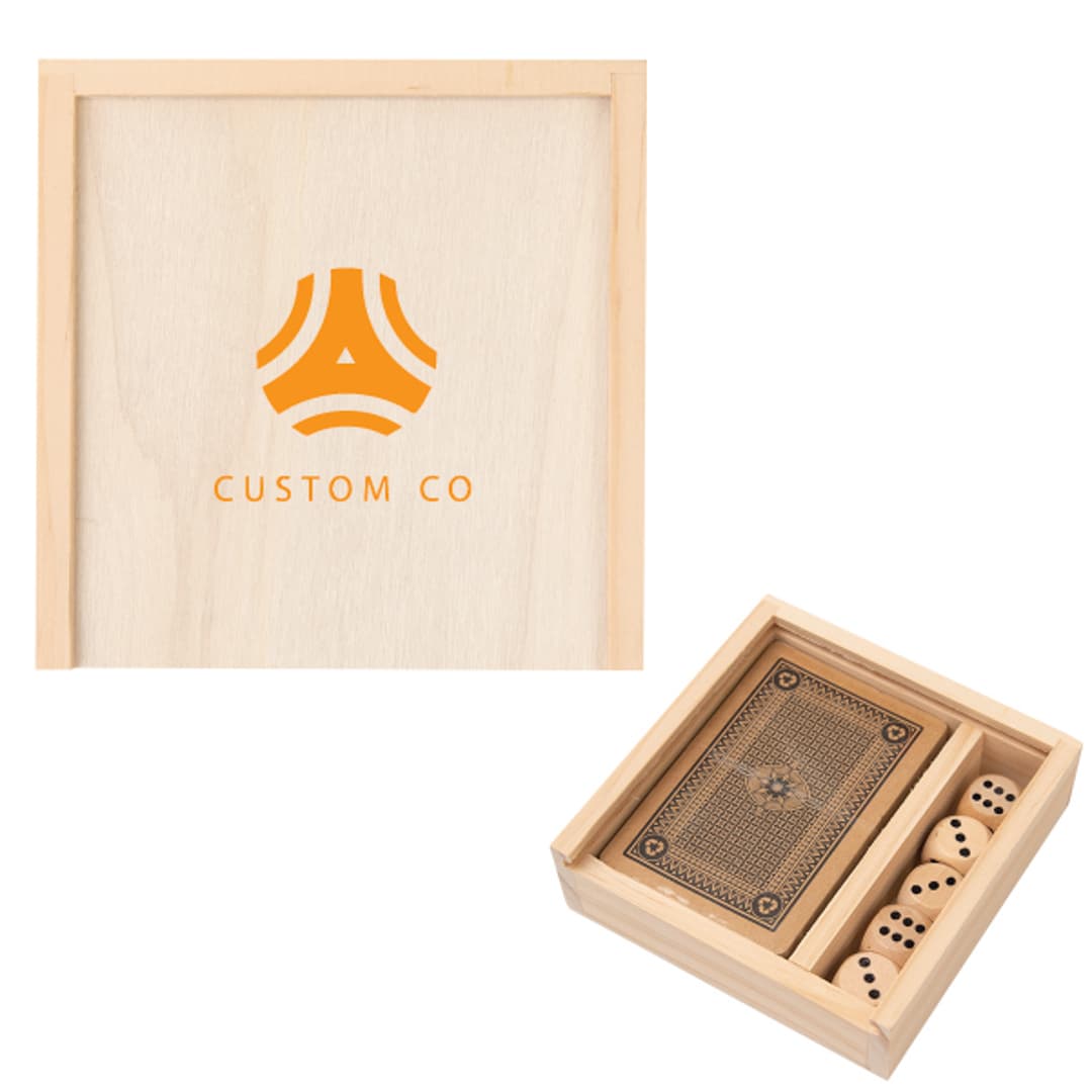 Kraft Paper Playing Cards and Wooden Dice Set - Main product view 1