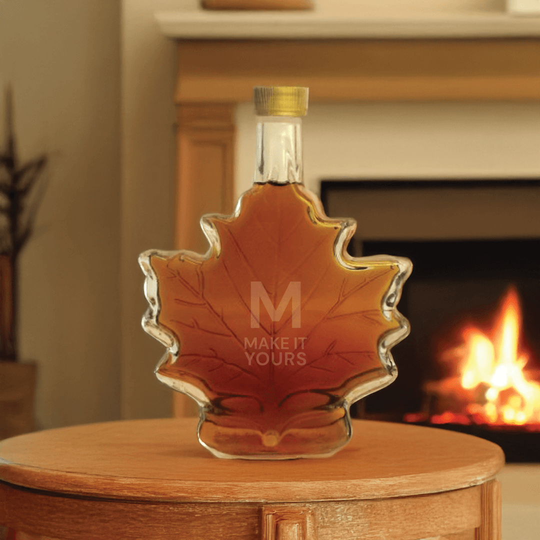 Pure Canadian Maple Syrup in Leaf Glass Bottle 50 ml - Main product view 1
