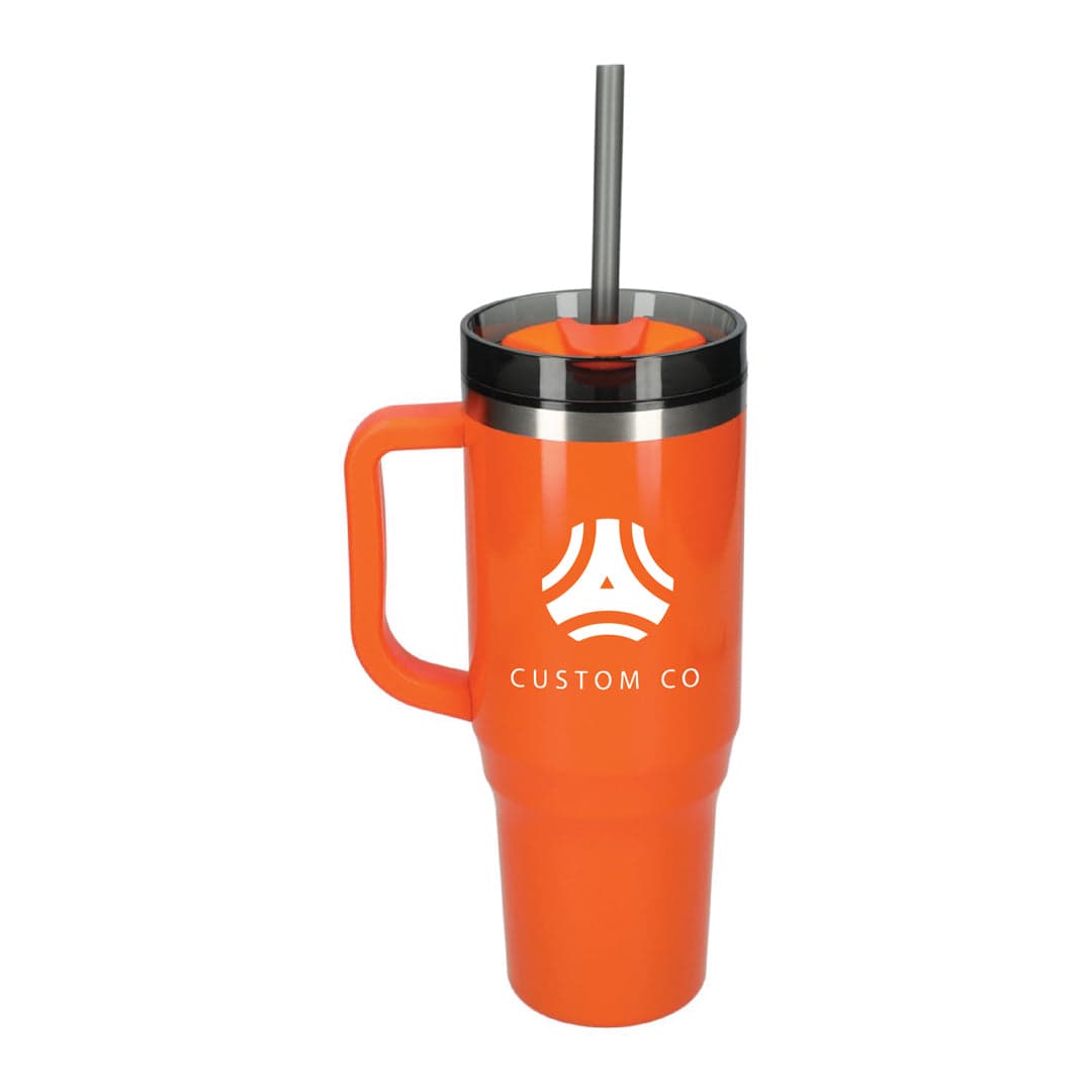 40 Oz Stainless Steel Double-Wall Insulated Tumbler With 100% Recycled Reusable Straw product image 3