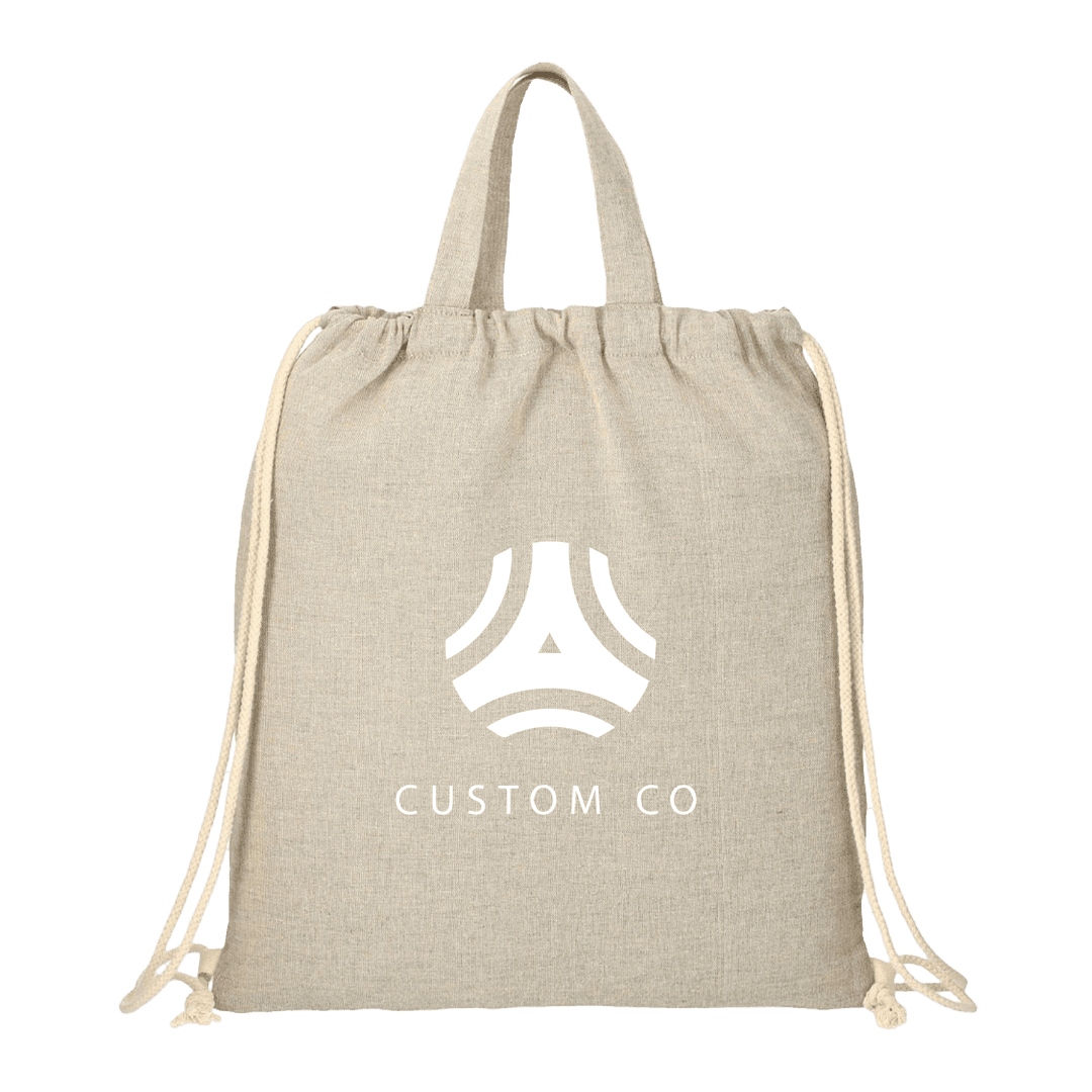 Crudo Recycled 4oz Cotton Drawstring Tote Bag - Main product view 1