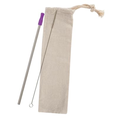 Reusable Stainless Straw Set with Cotton Pouch product image 2