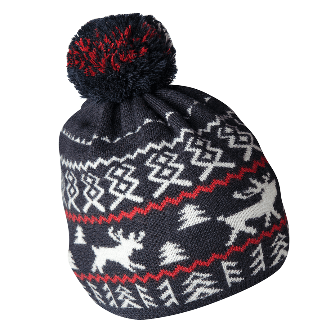 Custom Knitted Pompom Beanie Upcycled Cotton Blend-Unisex - Main product view 1