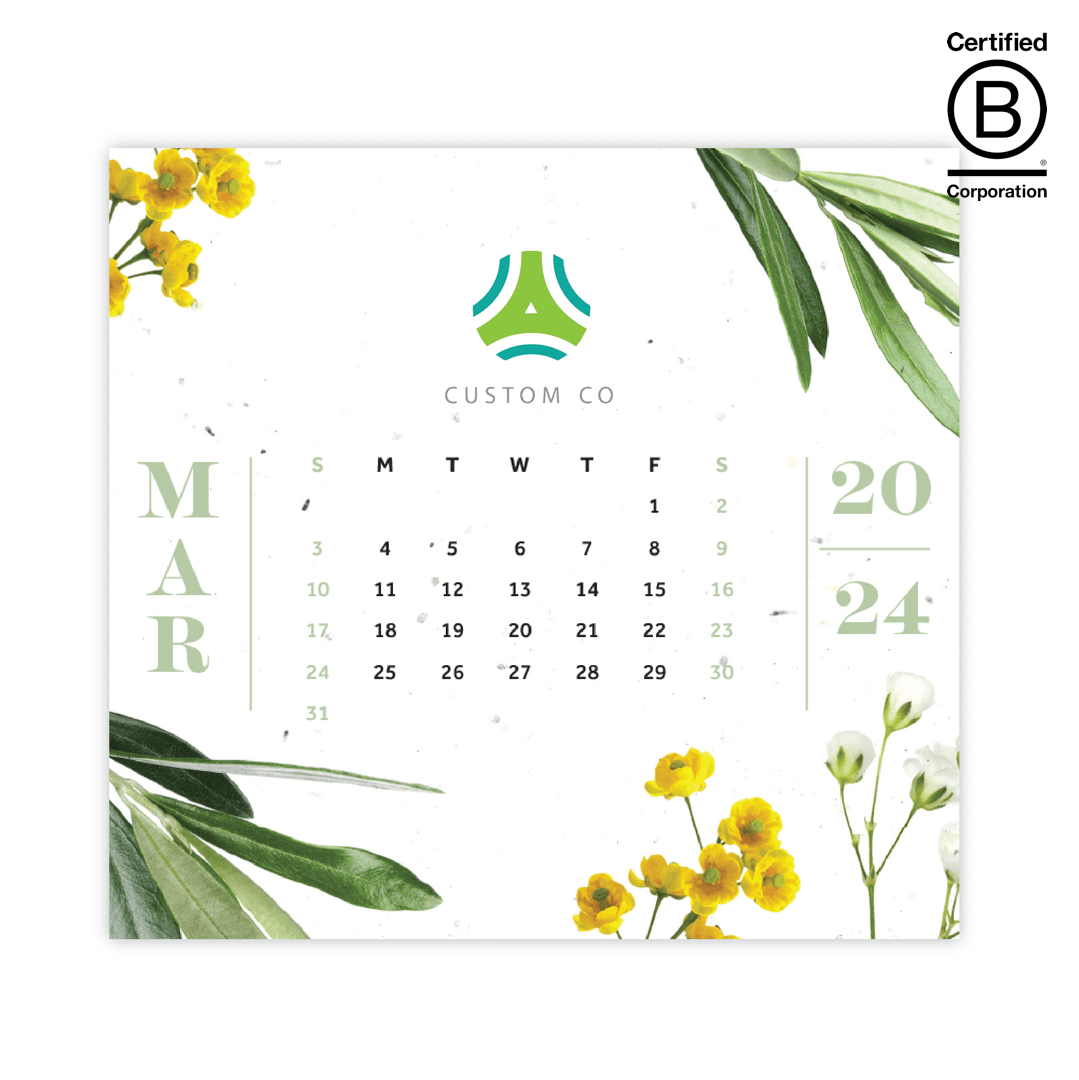Seed Paper Calendar in Upcycled Wood Holder product image 2