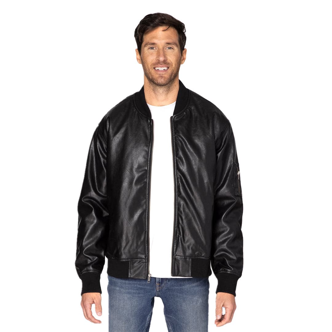 Vegan Leather Bomber Jacket-Unisex product image 5