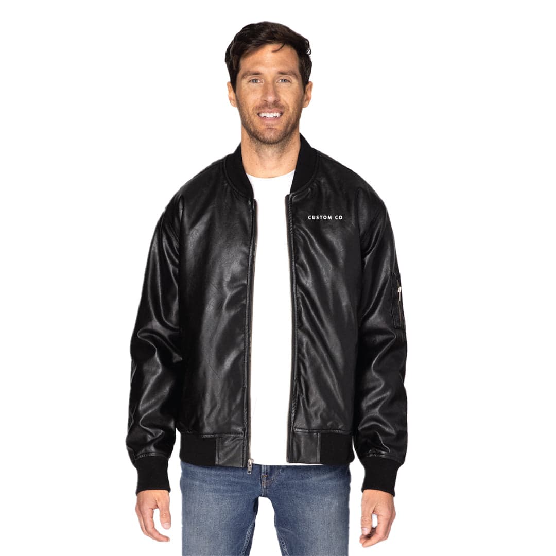 Vegan Leather Bomber Jacket-Unisex product image 4