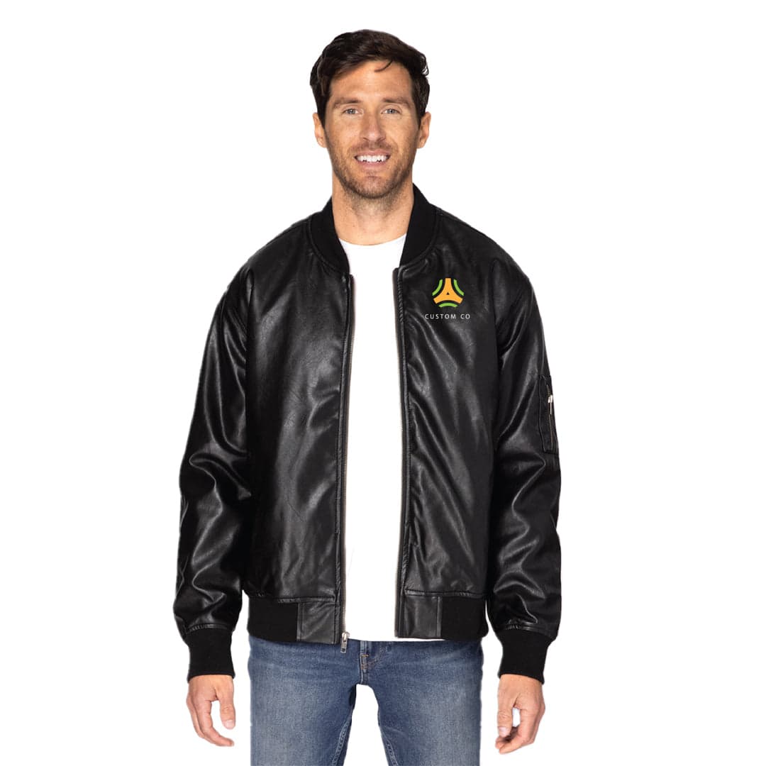 Vegan Leather Bomber Jacket-Unisex product image 3