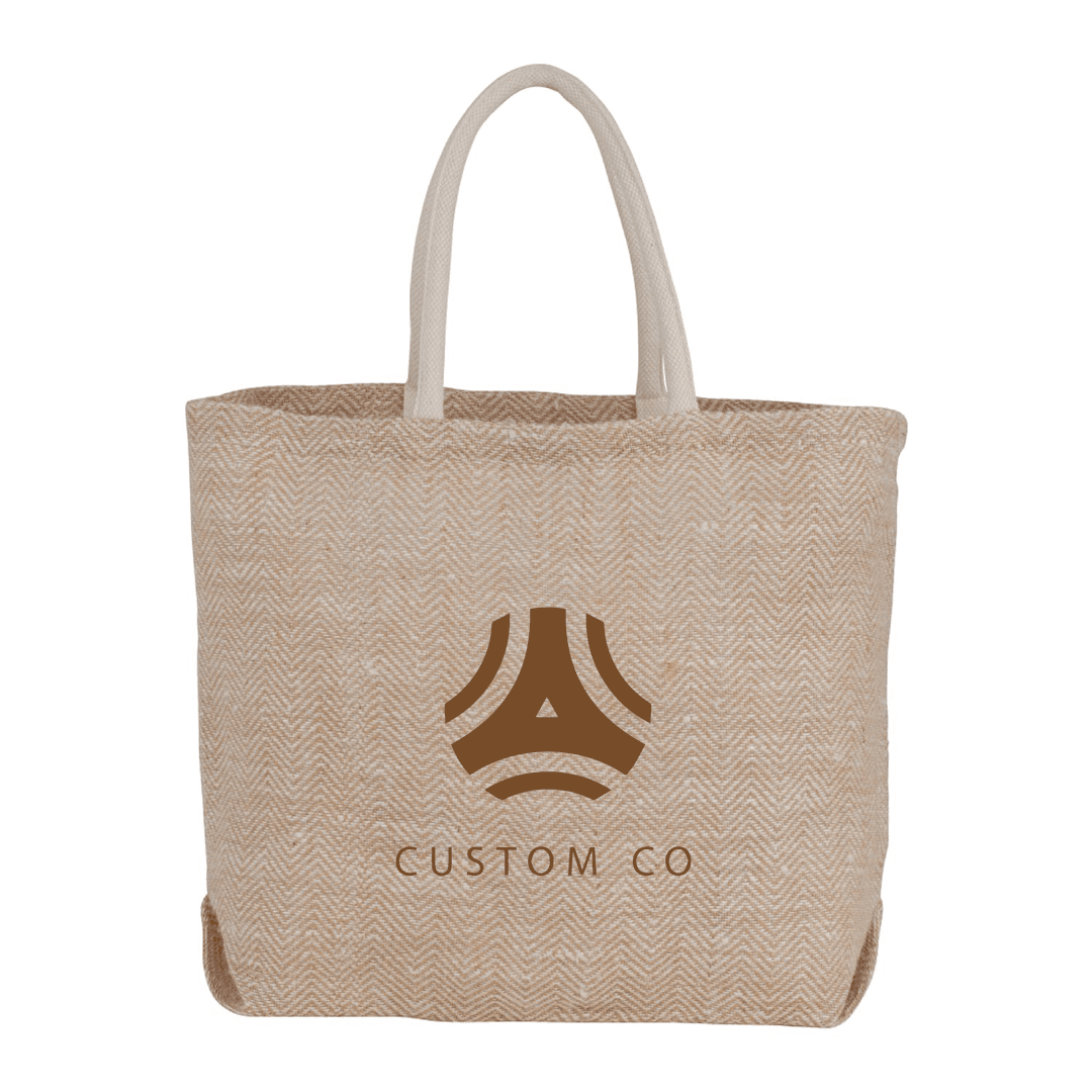 Amalia Herringbone Jute Fashion Tote Bag - Main product view 1