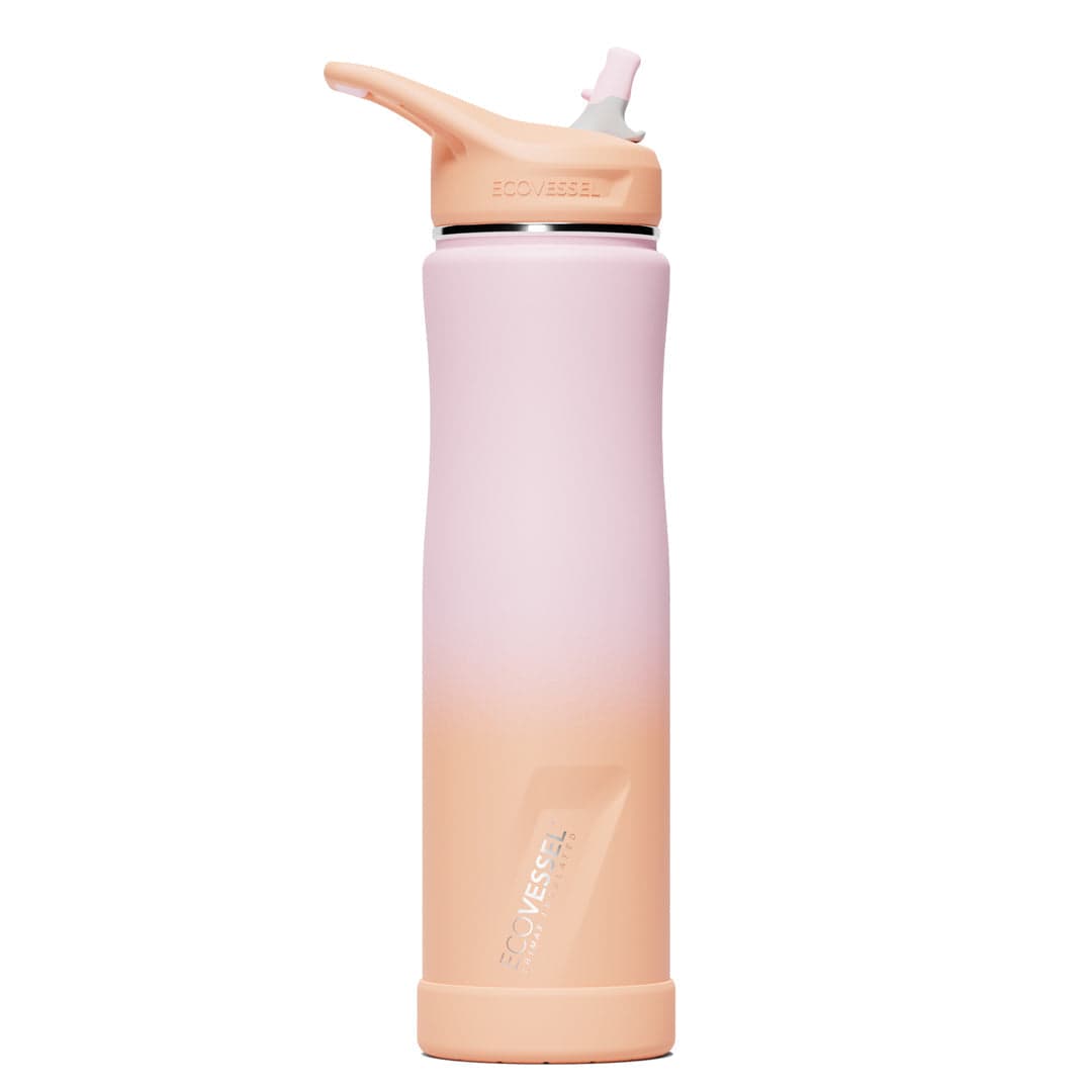 EcoVessel® Summit Play Ergonomic Stainless Steel Silicone Straw Water Bottle 24 oz product image