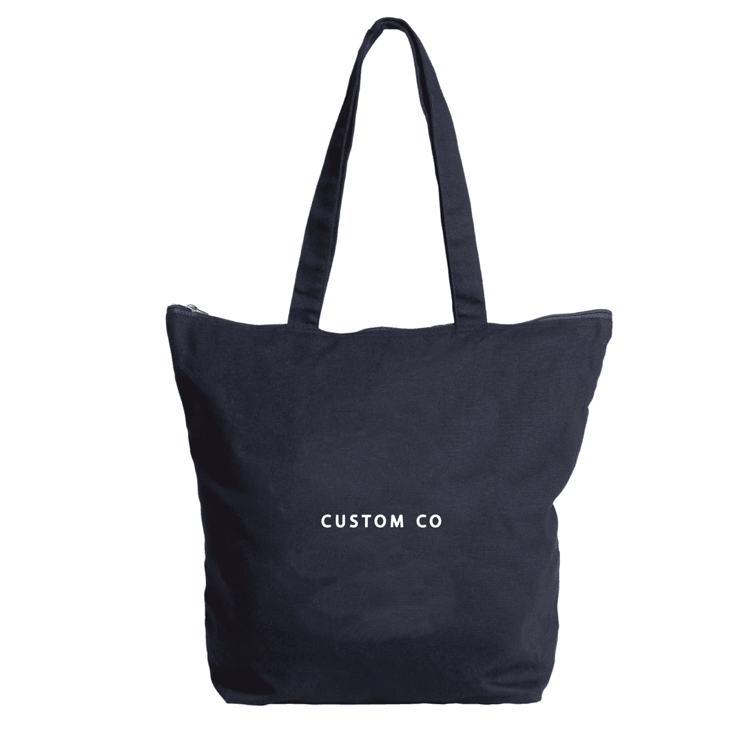 Black Simcoe Zippered 11 oz Cotton Tote Bag - Main product view 1